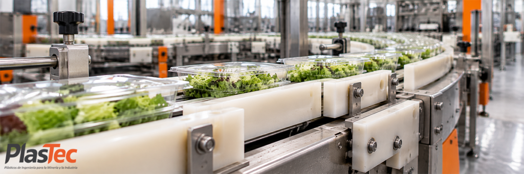 Plásticos de ingeniería para industria alimentaria en línea de producción